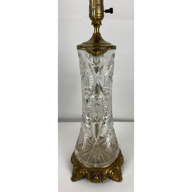 A fine quality crystal table lamp attributed to Waterford Crystal. This crystal table lamp was modified from a pitcher...