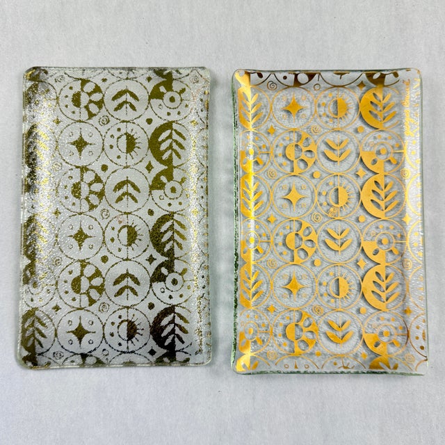 Mid-Century Briard Forbidden Fruit Gold Glass Canapé Trays, Set of 12 For Sale - Image 12 of 12