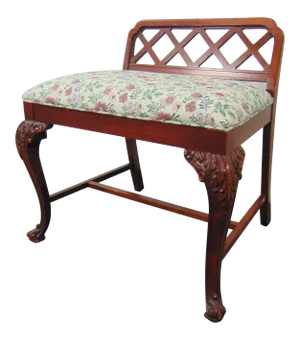 French Style Carved Mahogany Vanity Bench