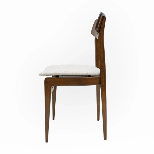 Walnut-Stained Beech and Bouclè Fabric Dining Chairs, Denmark, 1960s, Set of 6 For Sale - Image 9 of 11