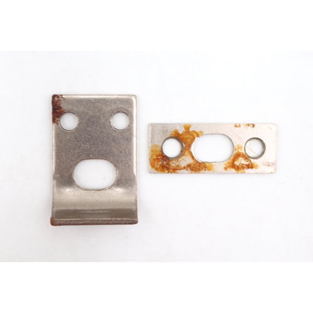 Late 20th Century Olde New Nickel Plated Steel Spring Bolt Cabinet Latch With Chain For Sale - Image 5 of 8