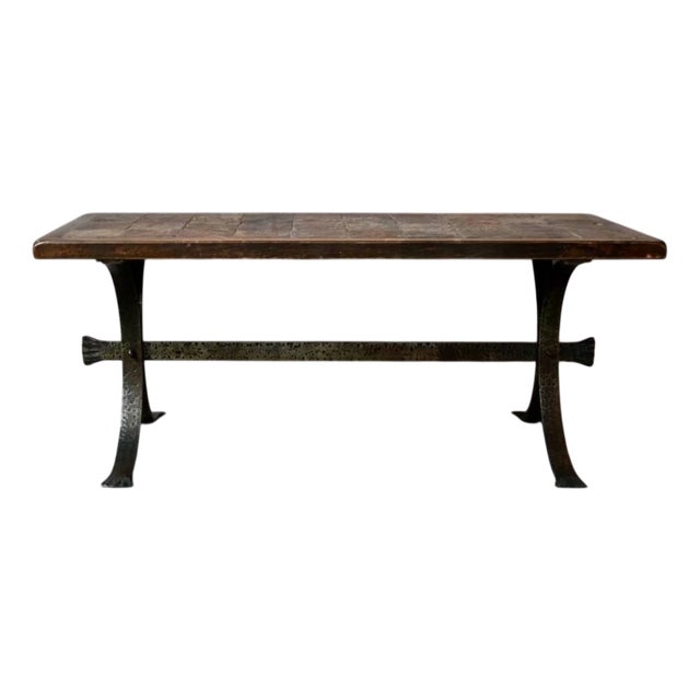 Vintage Brutalist Coffee Table in Lava Stone and Wrought Iron, 1970s For Sale