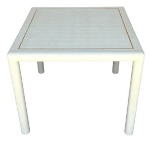 White Lizard Leather & Chrome Parsons Games Table, Attributed Karl Springer