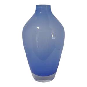 Late 20th Century Periwinkle Blue Cased Glass Hand-Blown Art Glass Vase