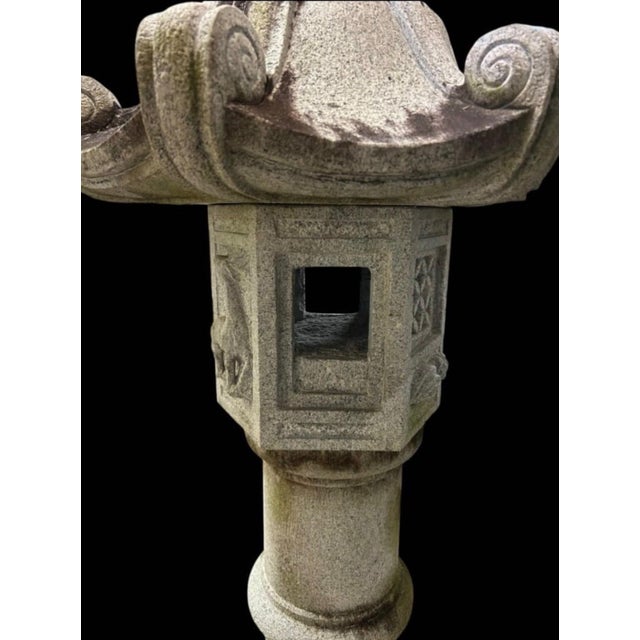 Stone Vintage Japanese Pagoda Kimachi Stone Garden Lantern – 67" For Sale - Image 7 of 12