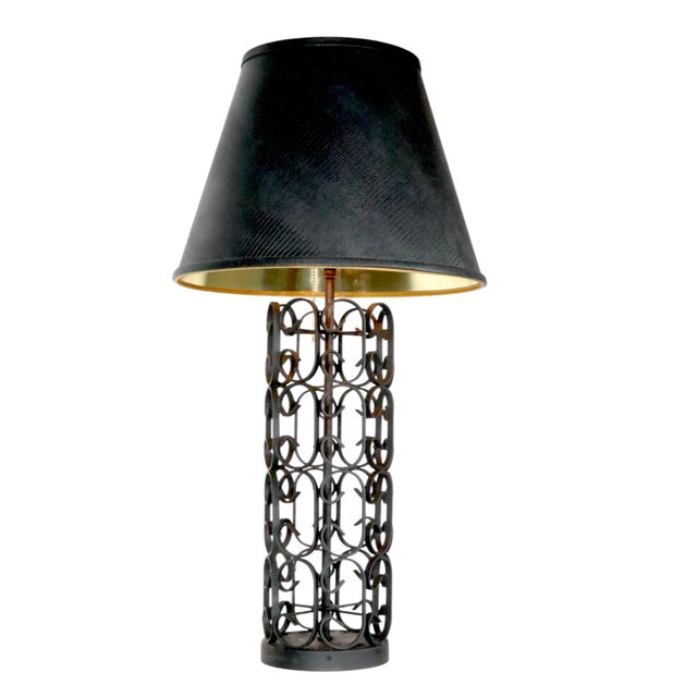 Arthur Umanoff Mid Century Wrought Iron Grenada Table Lamp by Arthur Umanoff For Sale - Image 4 of 7