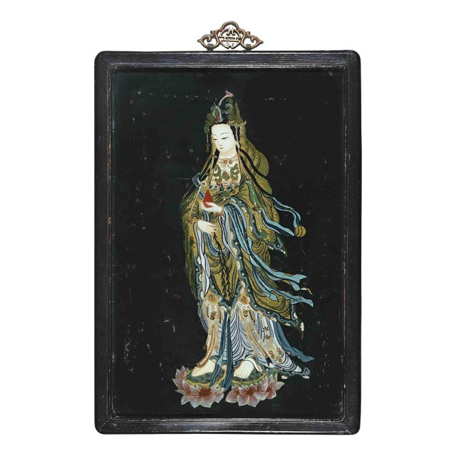 Oriental Woman, Enamel on Board, Early 20th-Century For Sale