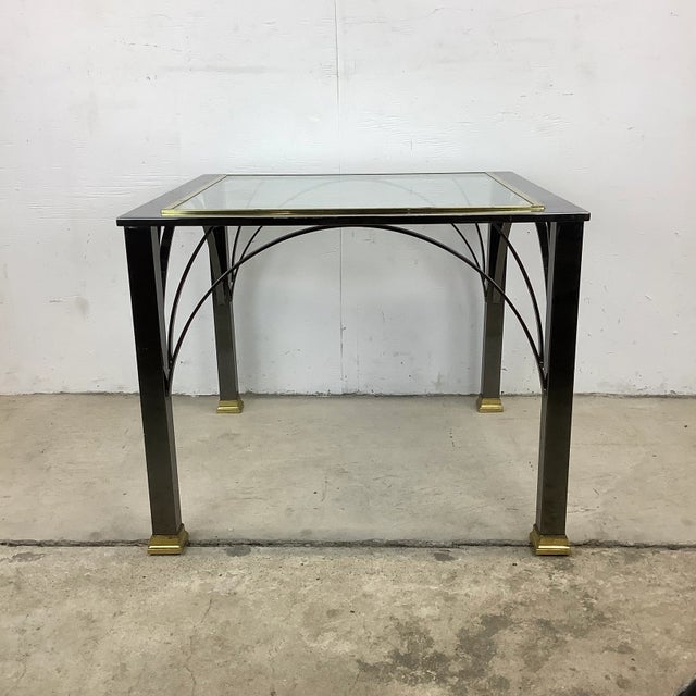 Metal Regency Modern Dark Chrome and Glass End Table- Design Institute of America For Sale - Image 7 of 13