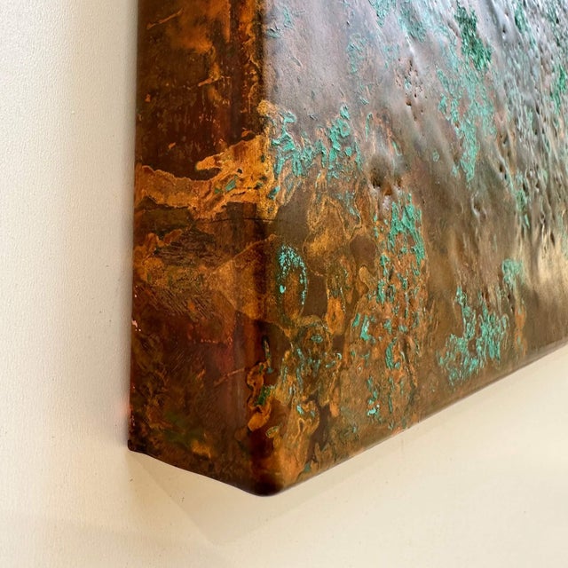 Metal Textured Copper Wall Art With Green & Brown Patina by Jeremy Maronpot For Sale - Image 7 of 13