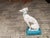 Mid-Century Modern Vintage Italian Midcentury Porcelain Greyhound Dog Sitting on Blue Cushion For Sale - Image 3 of 11