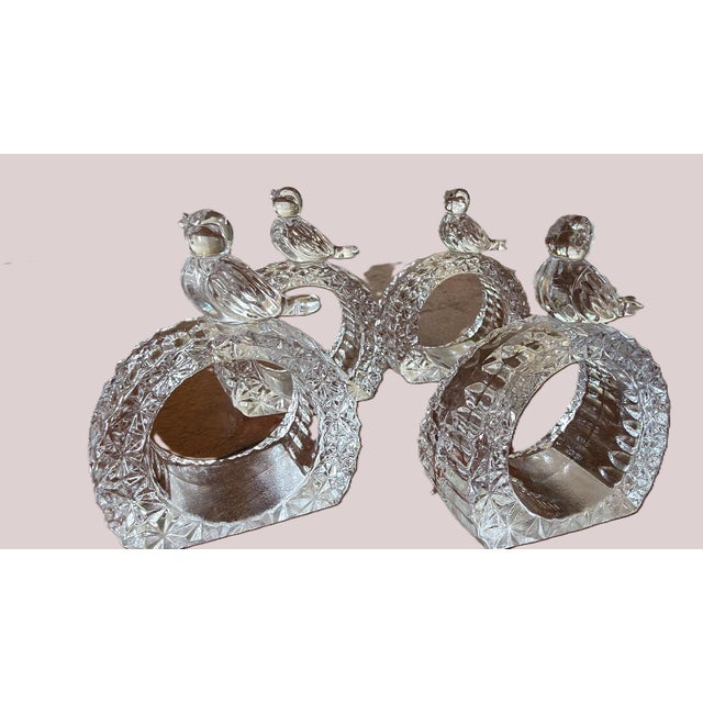 Metal 1980s Vintage Lead Crystal Byrdes Napkin Rings Set of 4 West Germany For Sale - Image 7 of 7