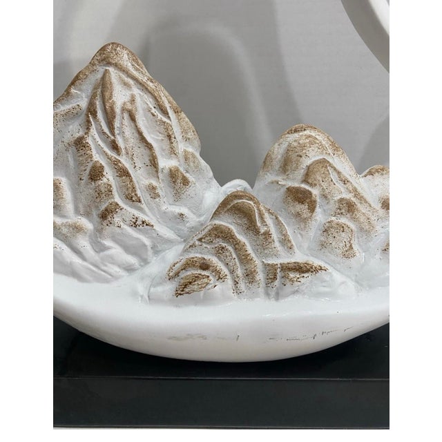 Mid Century Modern Resin Sculpture With Textured Mountain Motif For Sale - Image 4 of 4