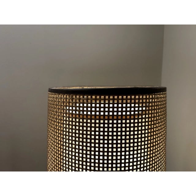 Mid-Century Modern Vintage MCM Gruvwood Eames Era Woven Fiberglass Double Shade Table Lamp For Sale - Image 3 of 11