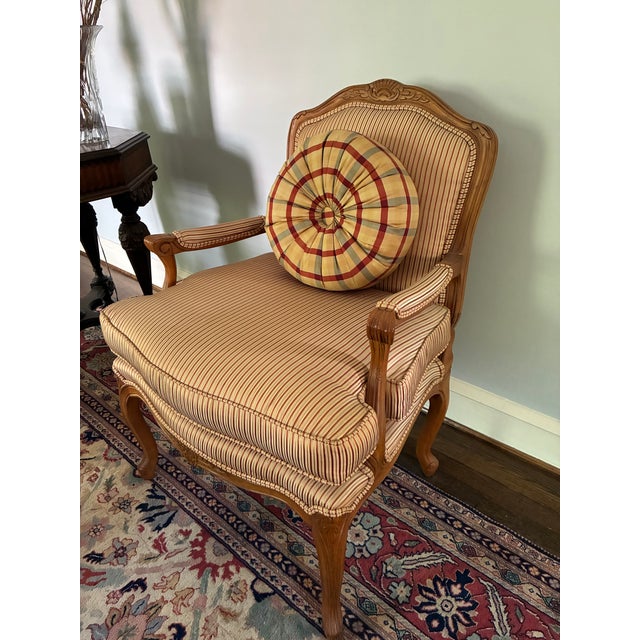 French Pair of French Arm Chairs For Sale - Image 3 of 10