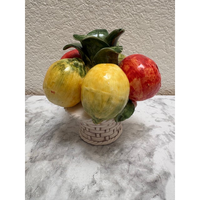 Vintage Italian Pottery Ceramic Fruit Basket Candleholder. For Sale - Image 9 of 9