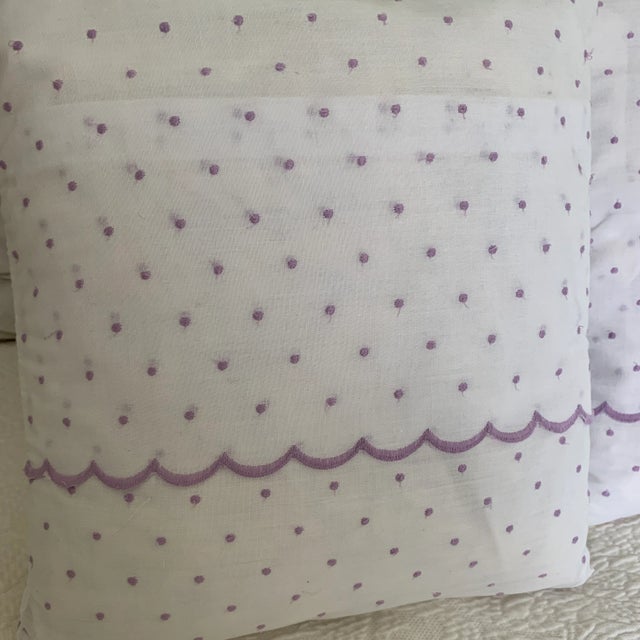 Shabby Chic Early 21st Century Swiss Dot & Scalloped Down Pillows- a Pair For Sale - Image 3 of 6