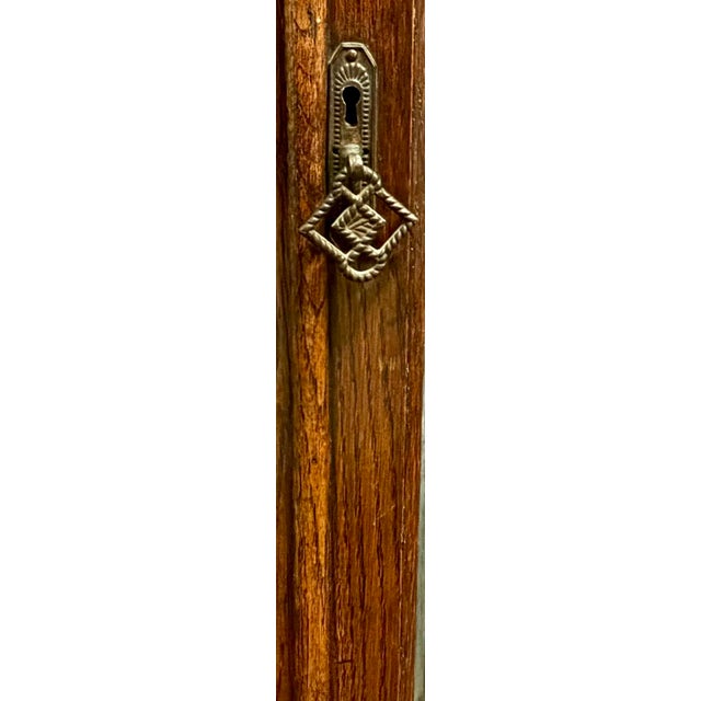 Early 20th Century Antique Queen Anne Style Oak Bookcase With Leaded Glass Doors, C. 1910 For Sale - Image 5 of 9