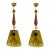 Mid-Century Modern Olive Green, Mid Century Modern, Murano Glass Pendant Lights - Pair For Sale