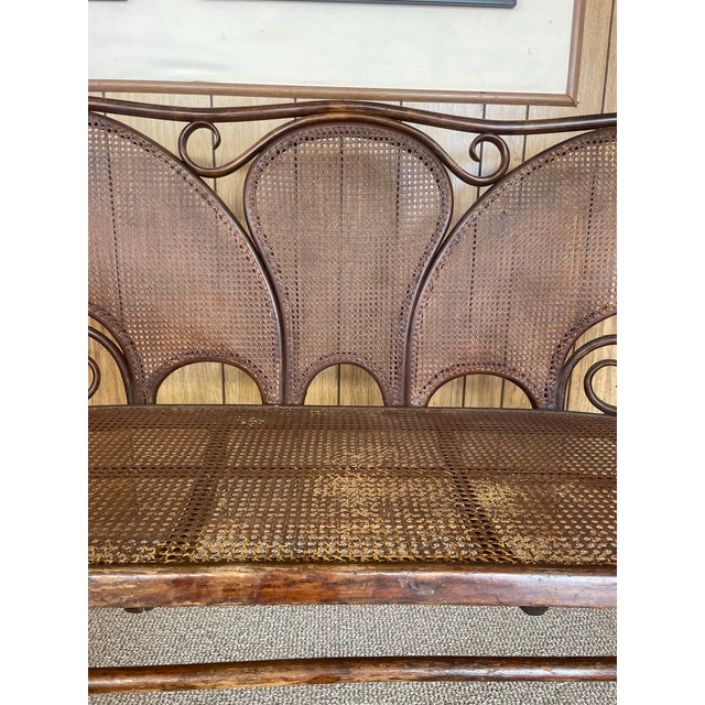 Late 19th Century Art Nouveau Fischel Bentwood Settee Bench, Made in Austria For Sale - Image 4 of 10