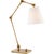 Graves Task Lamp in Hand-Rubbed Antique Brass with Linen Shade Designer: Suzanne Kasler Height: 18.25" - 28.75" Shade...