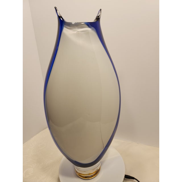 2000 - 2009 Large Signed Juston Daniels Studio Art Glass Cased "Zanfirico & Opaline" Vessel For Sale - Image 5 of 9