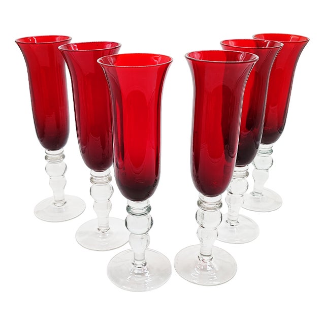 Ruby Glasses in Murano Glass, 1960s, Set of 6 For Sale