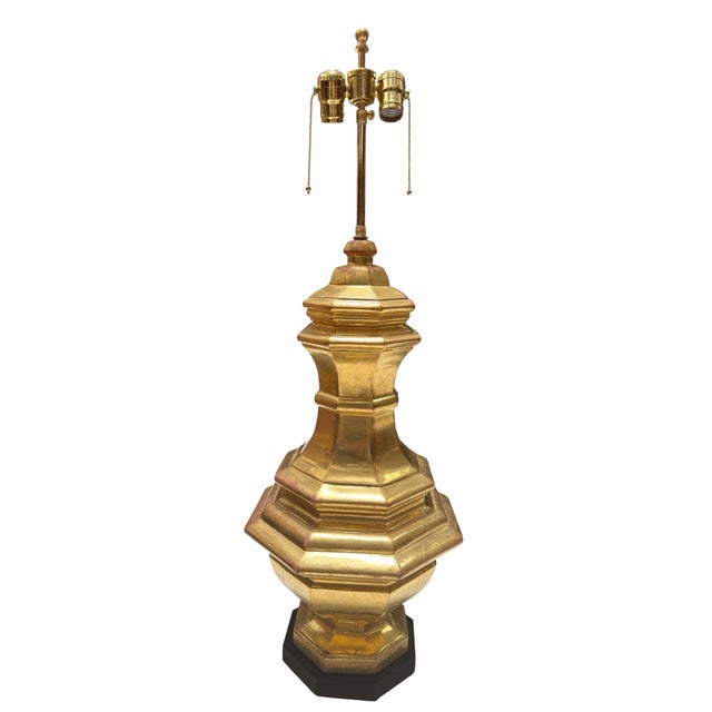 2010s Architectural Balustrade Giltwood Designer Table Lamp For Sale - Image 5 of 5