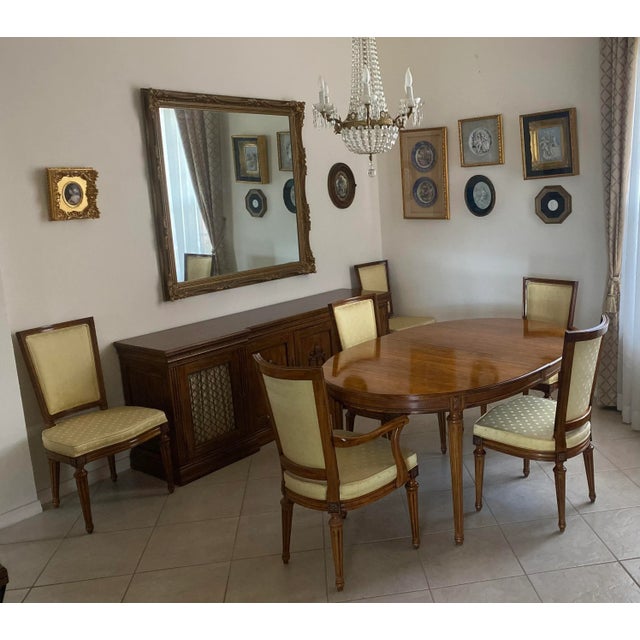 French Louis XVI Style Solid Walnut Dining Room Set For Sale - Image 3 of 12