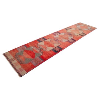 Distressed Kurdish Runner Rug - Faded Colors Hallway Decor 3' X 12' For Sale