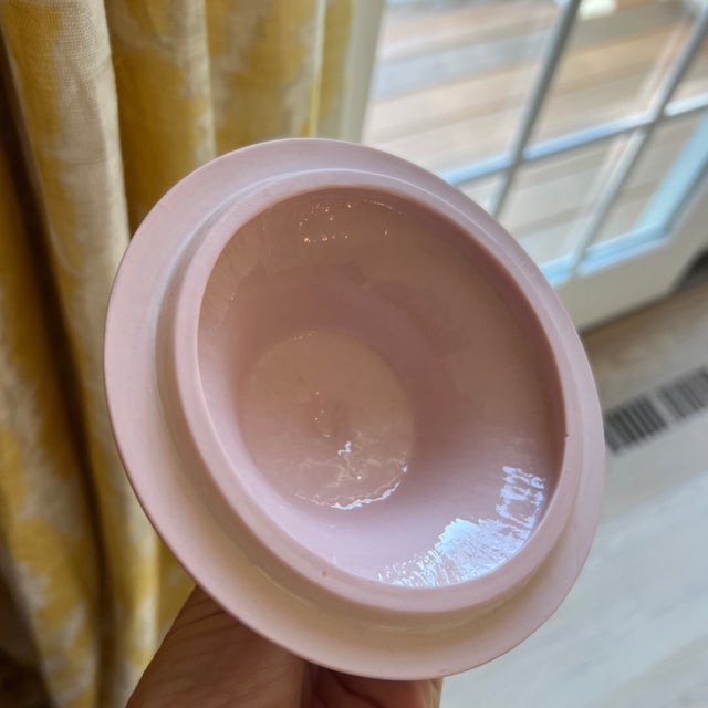 Ceramic Vintage Pink Italian Jasperware Jars- A Pair For Sale - Image 7 of 9