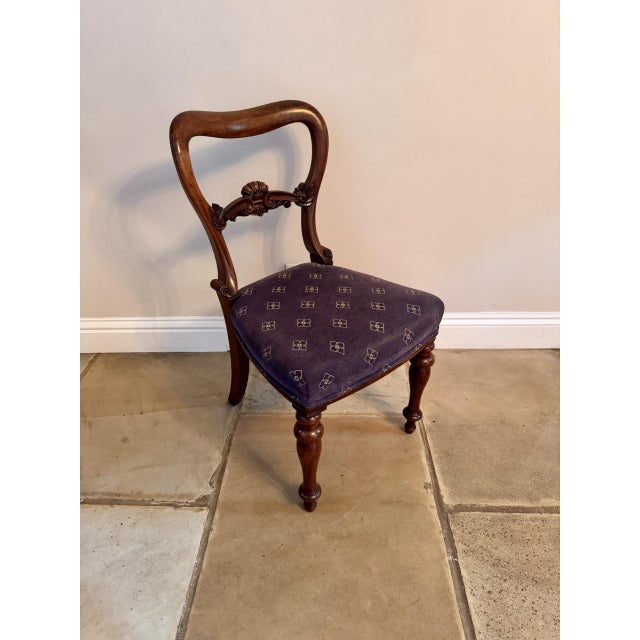 Purple Antique Victorian Balloon Back Dining Chairs, 1860, Set of 4 For Sale - Image 8 of 11