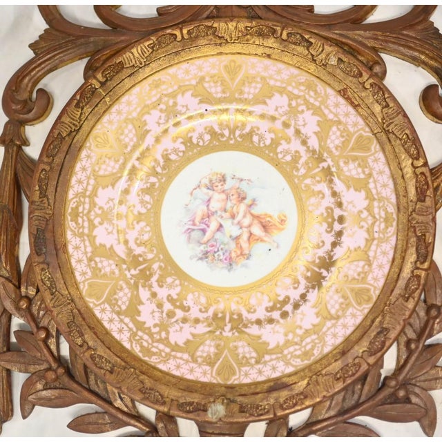 Porcelain Cherub Plates with Gilt Frames, Set of 2 For Sale - Image 3 of 13