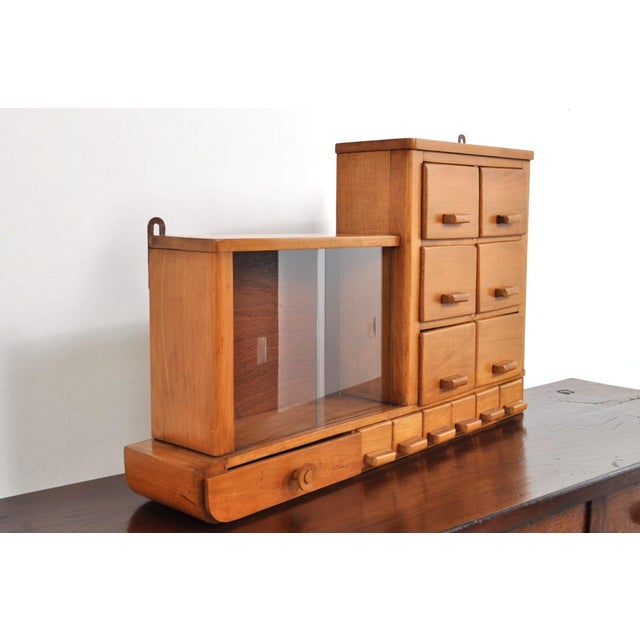 1930s Small Beech Chest of Drawers with Display Case, 1930s For Sale - Image 5 of 11