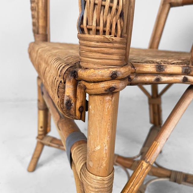 Art Nouveau Italian Chairs with Armrest in Rattan, 1900s, Set of 2 For Sale - Image 15 of 18