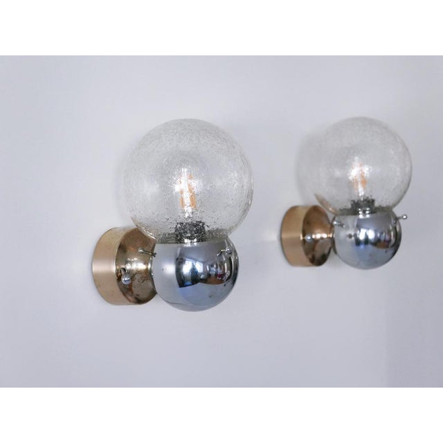Mid-Century Modern Glass & Metal Sconces, Germany, 1970s, Set of 2 For Sale - Image 6 of 18