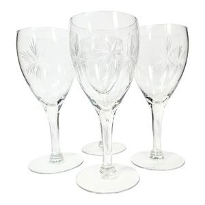 Mid 20th Century Handcut Starburst Goblets- Set of Four