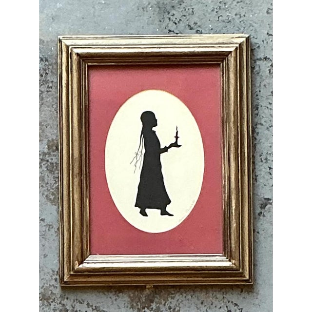 Vintage Silhouette Portrait of Woman in Gold Frame For Sale - Image 9 of 12