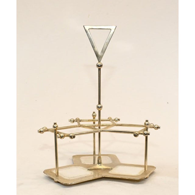 Bohemian Crystal Silver Plated Glass Decanters with Stand, Set of 4 For Sale - Image 5 of 6