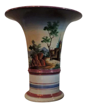 19th Century English Regency Old Paris Porcelain Style Pearlware Trumpet Vase