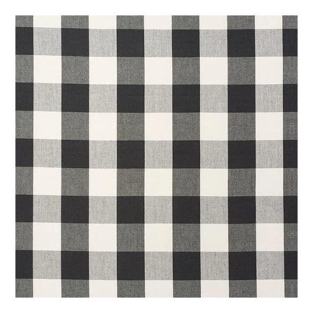 Schumacher Camden Cotton Check Fabric in Black For Sale