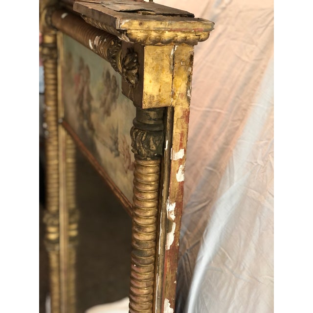 Wood 18th Century Trumeau Mirror With Original Signed Oil Painting For Sale - Image 7 of 12