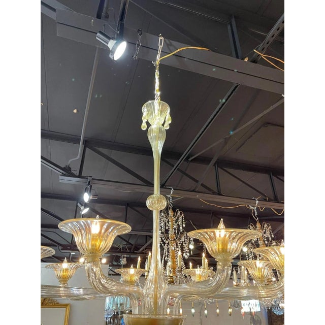 Gold Modern Gold Murano Glass Chandelier For Sale - Image 8 of 10