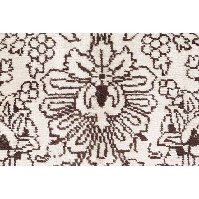 1930s Doris Leslie Blau Tabriz Antique Floral Allover Light Beige Carpet - c. 1930 For Sale - Image 5 of 9