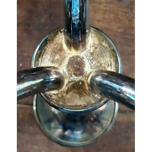 Mid Century 4 Arm Silver Plate Bauhaus Candle Holder - Attributed to William Wagenfeld for WMF For Sale In New York - Image 6 of 7