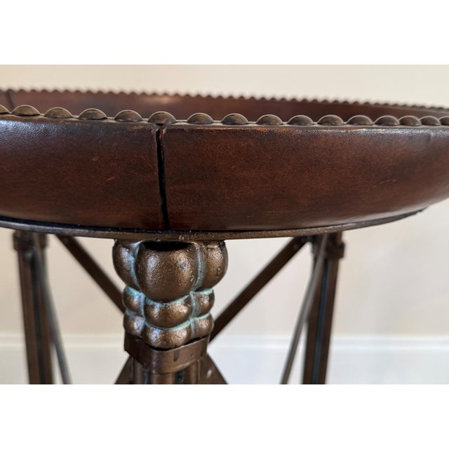 Maitland Smith Regency Leather & Iron Side Tables, a Pair For Sale In Miami - Image 6 of 8