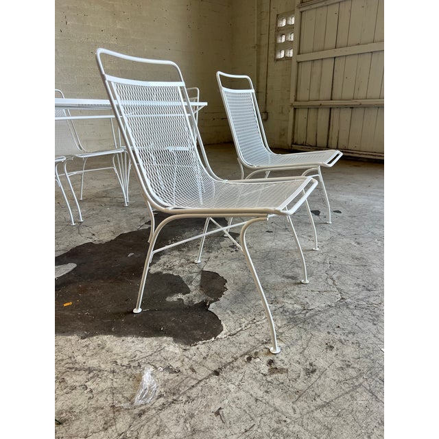 Mid-Century Modern 7 Piece Set Vintage Salterini Wrought Iron Patio Dining Table and Chairs For Sale - Image 3 of 6