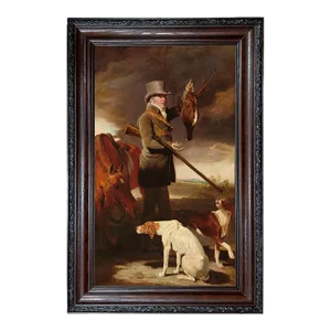 "Celebrated Sportsman" Framed Print on Canvas in Brown and Black Solid Oak Frame- a 13" X 22" Framed to 17-1/2" X 24-1/2"