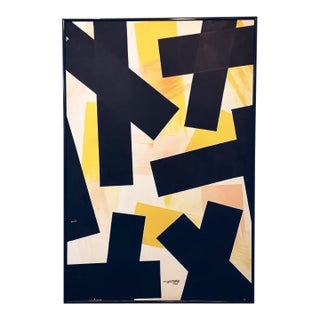 Angelo Testa Abstract Marigold and Black Hard-Edge Color Field Painting, 1962, Framed For Sale