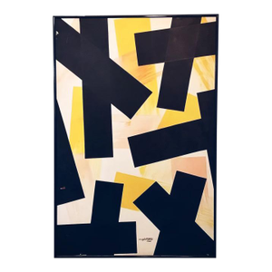 Angelo Testa Abstract Marigold and Black Hard-Edge Color Field Painting, 1962, Framed