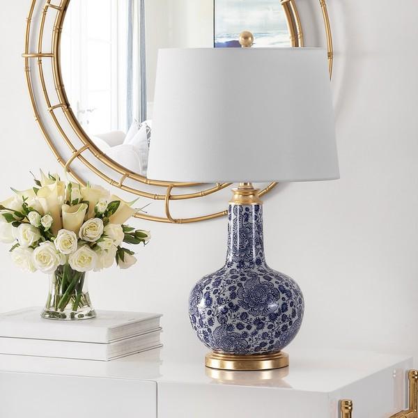 Safavieh Safavieh Leia Ceramic Table Lamp - Blue For Sale - Image 4 of 6